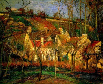 カミーユ・ピサロ Painting - 赤い屋根の村の隅 冬 1877年 カミーユ・ピサロ